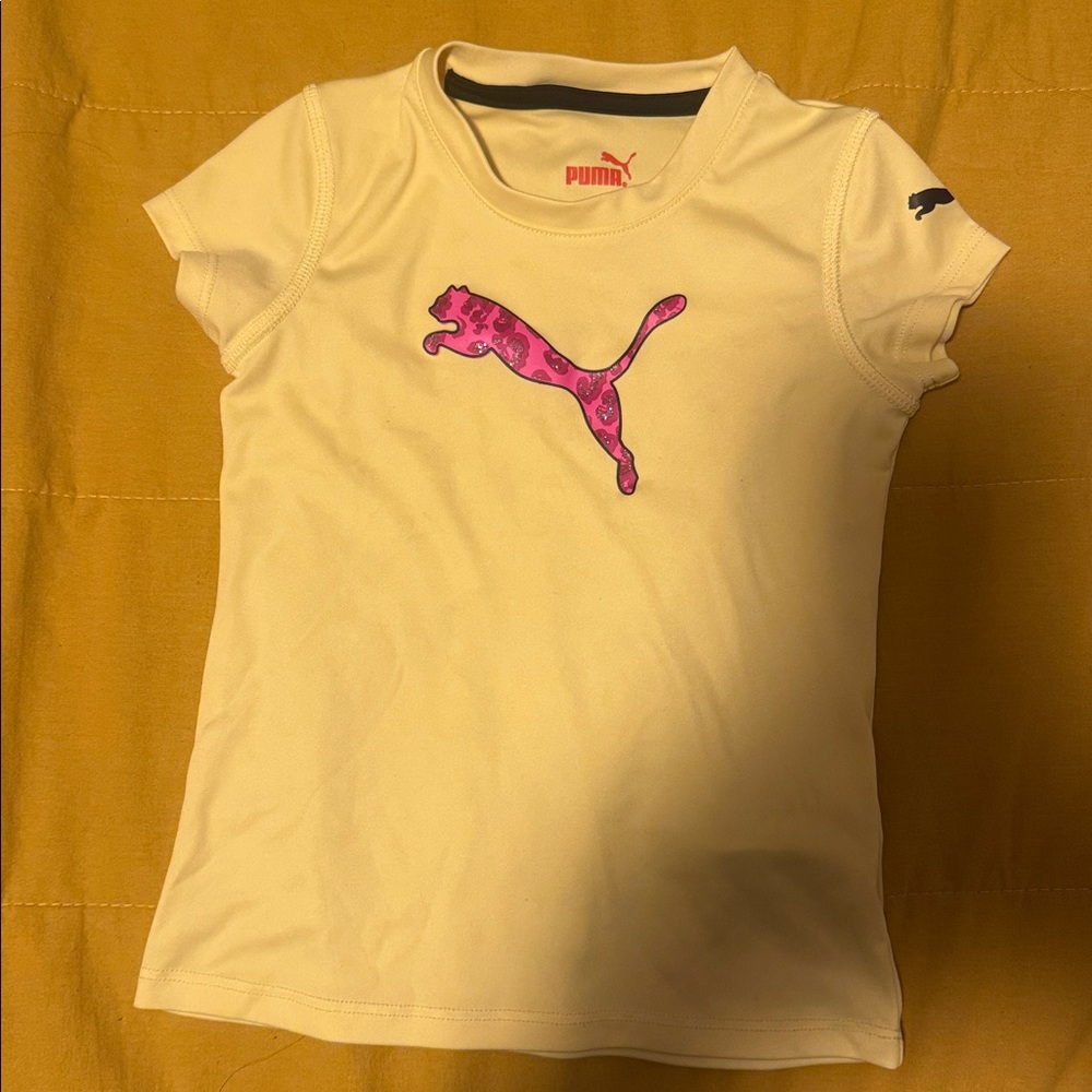Puma Cream Tee with Pink Logo